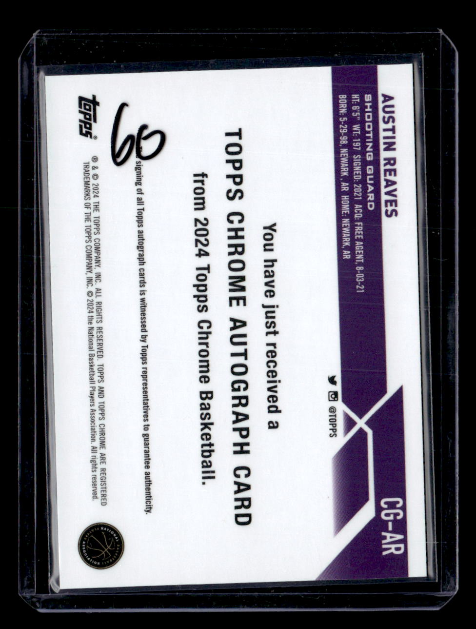 2023-24 Topps Chrome #CG-AR Austin Reaves Autographs Purple Refractors
