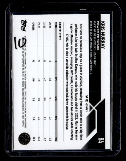 2023-24 Topps Chrome #84 Kris Murray Gold Geometric #/50