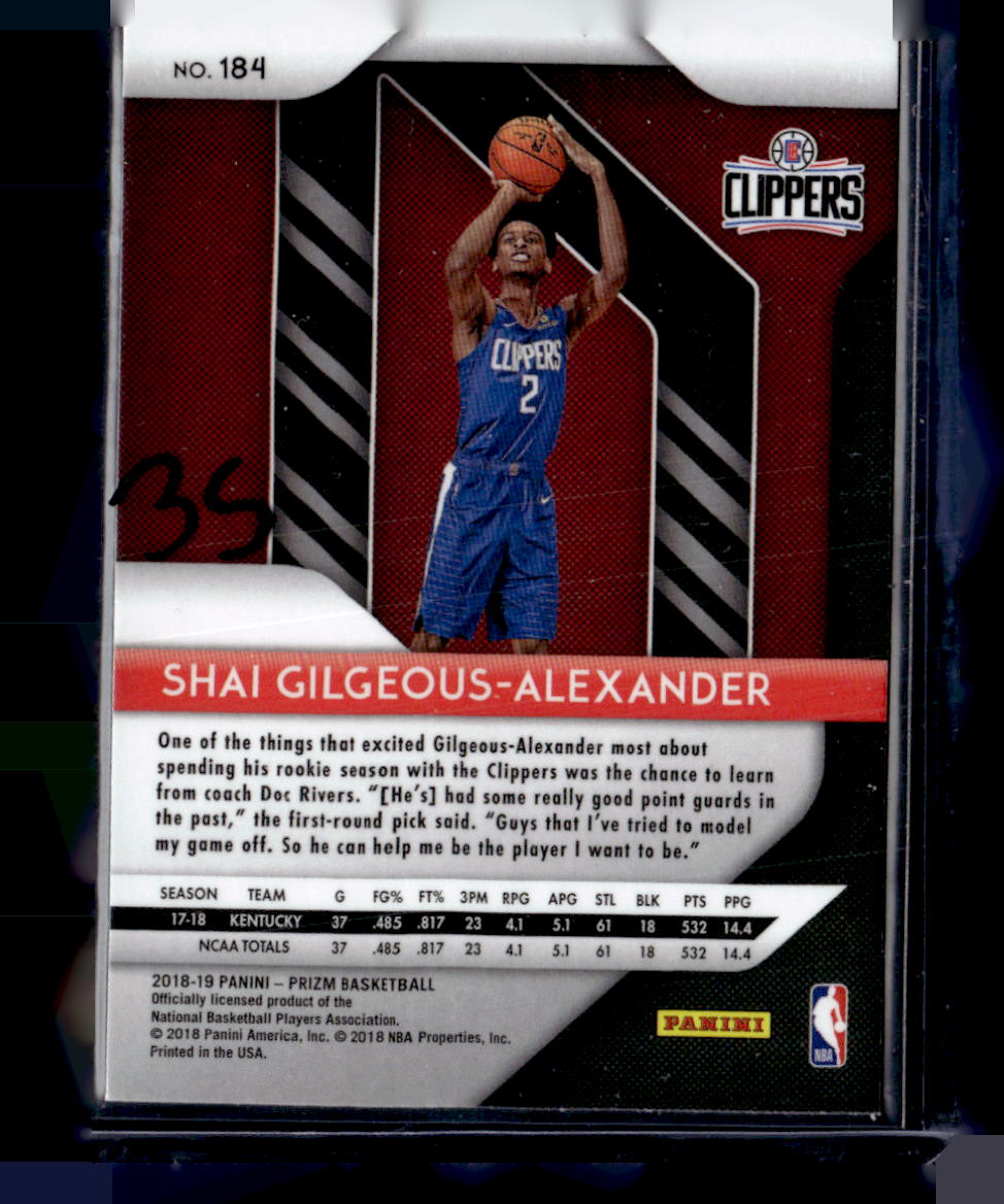 2018-19 Panini Prizm #184 Shai Gilgeous-Alexander