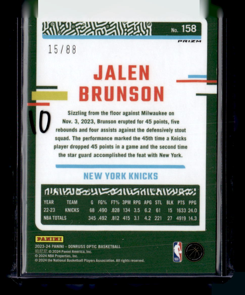 2023-24 Donruss Optic #158 Jalen Brunson Choice Red #/88
