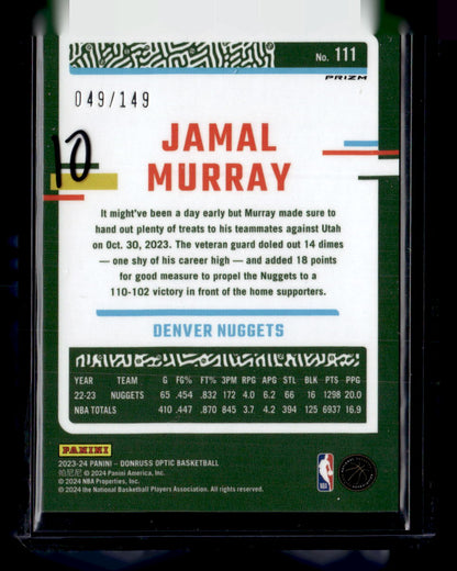 2023-24 Donruss Optic #111 Jamal Murray Lime Green #/149