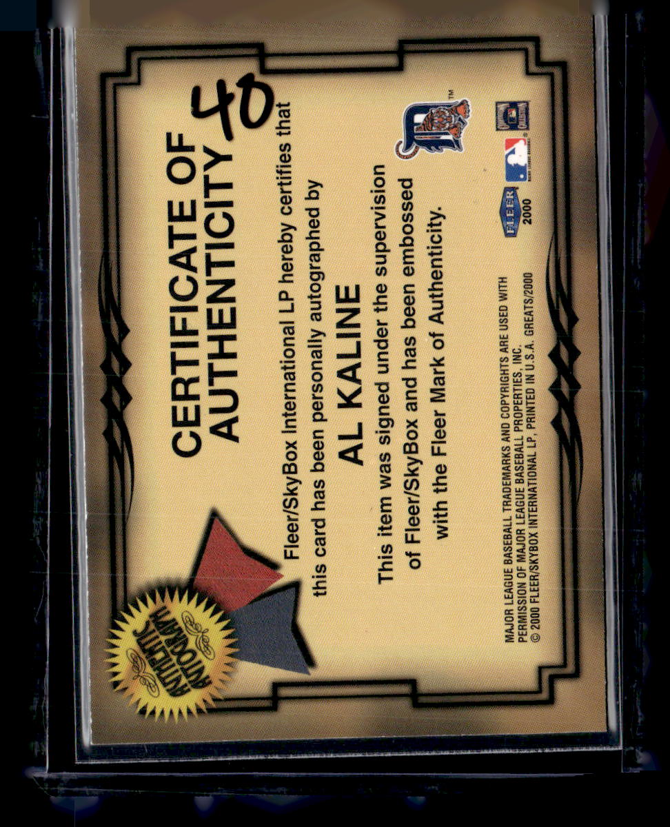 2000 Fleer Greats of the Game #NNO Al Kaline Autographs