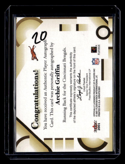 2002 Fleer Throwbacks #NNO Archie Griffin Greats of the Game Autographs