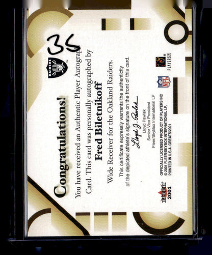 2002 Fleer Throwbacks #NNO Fred Biletnikoff Greats of the Game Autographs