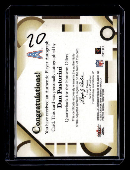 2002 Fleer Throwbacks #NNO Dan Pastorini Greats of the Game Autographs