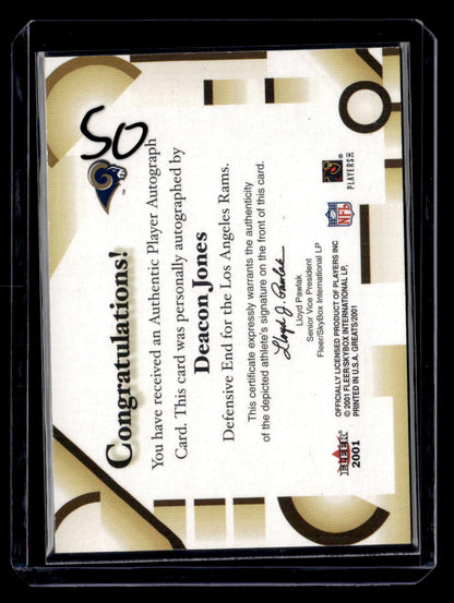 2002 Fleer Throwbacks #NNO Deacon Jones Greats of the Game Autographs