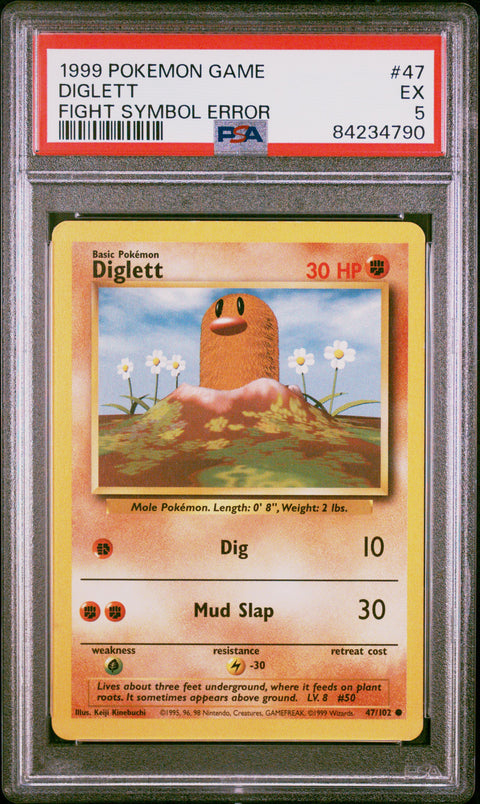 1999 Pokemon Game #47 Diglett Fight Symbol Error PSA 5