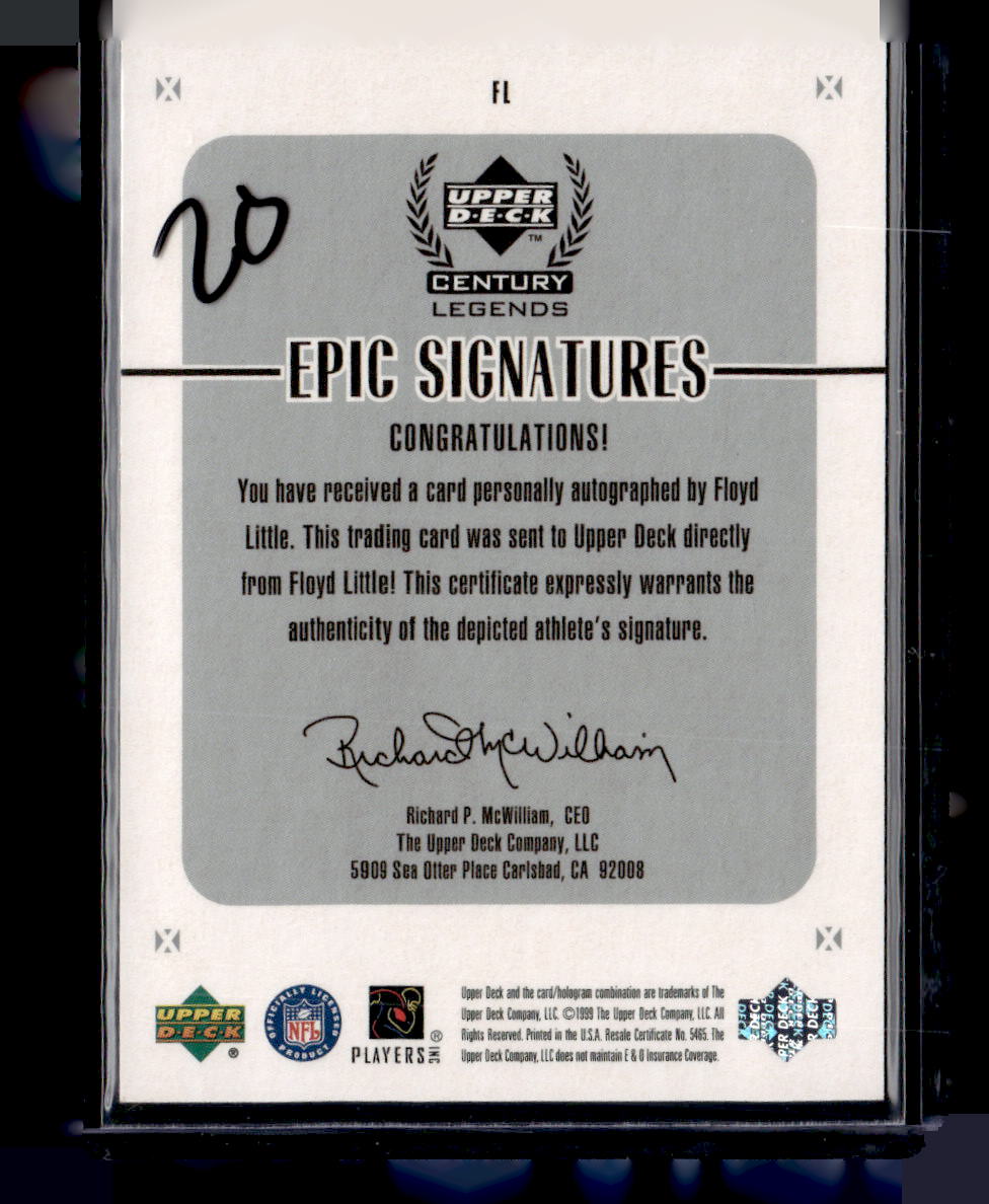 1999 Upper Deck Century Legends #FL Floyd Little Epic Signatures