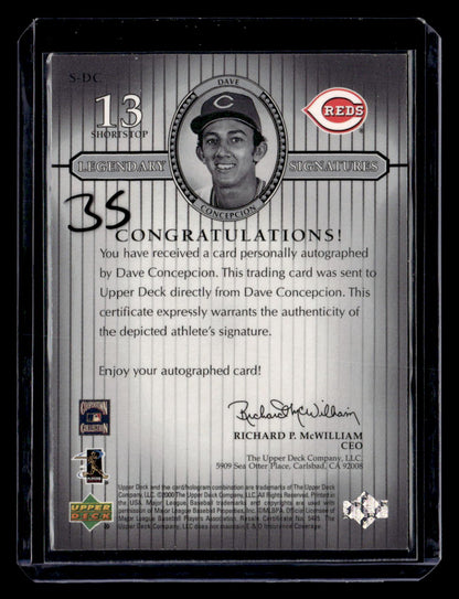 2000 Upper Deck Legends #S-DC Dave Concepcion Legendary Signatures