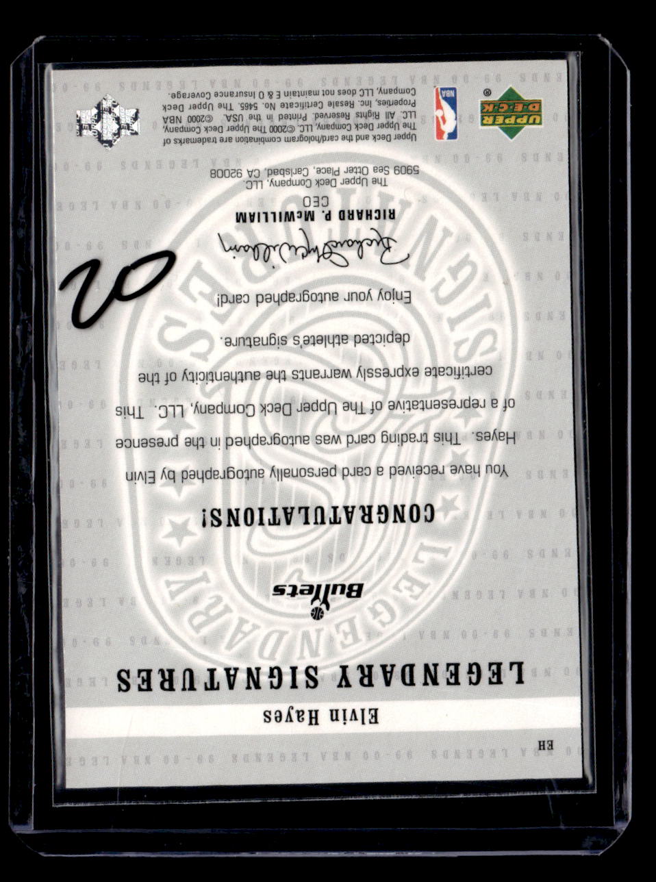 1999-00 Upper Deck Legends #EH Elvin Hayes Legendary Signatures
