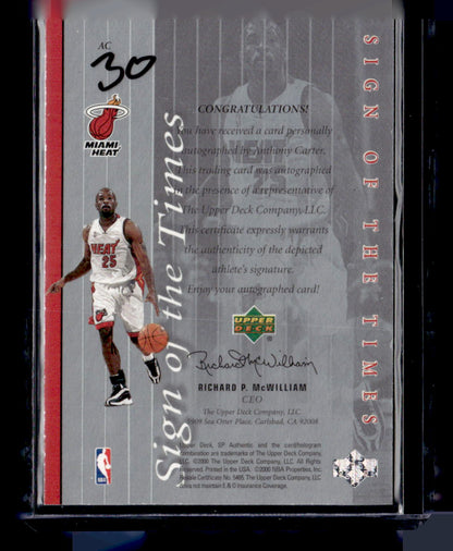 1999-00 SP Authentic #AC Anthony Carter Sign of the Times