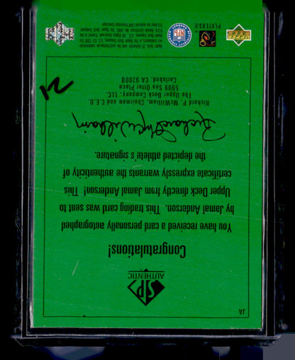 1998 SP Authentic #JA Jamal Anderson Player's Ink Green