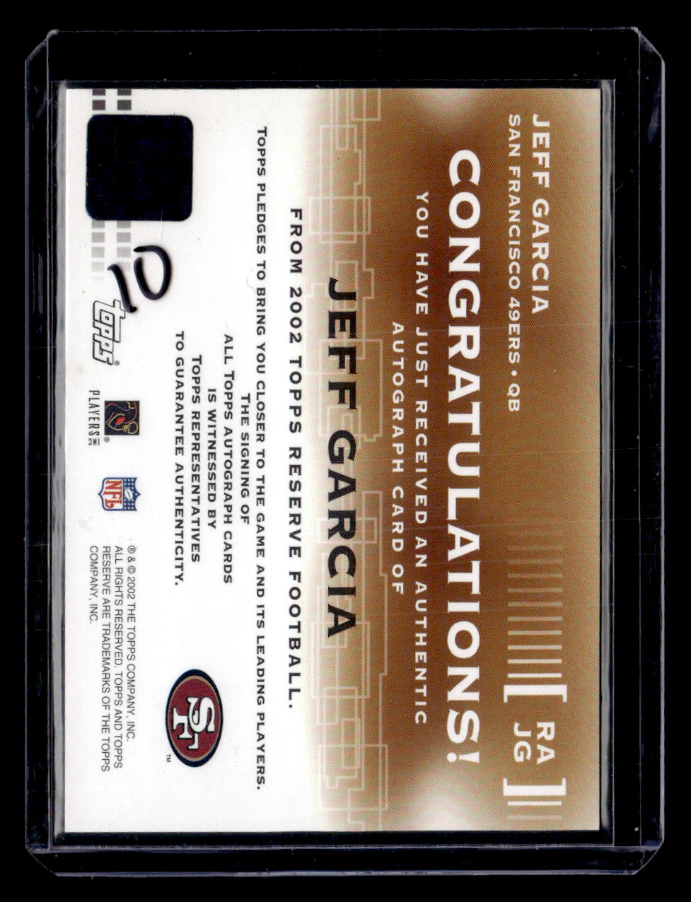 2002 Topps Reserve #RAJG Jeff Garcia Autographs