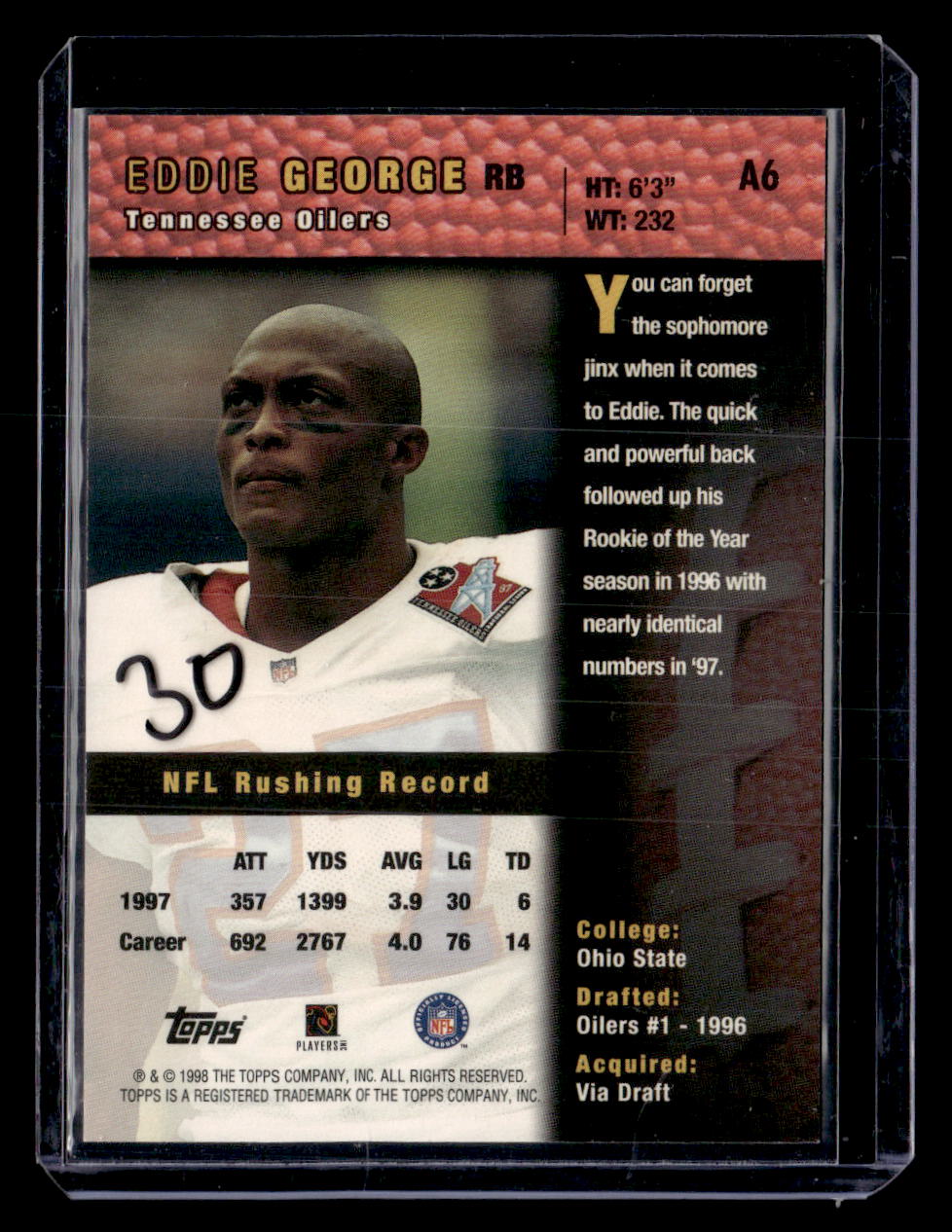 1998 Topps #A6 Eddie George Autographs