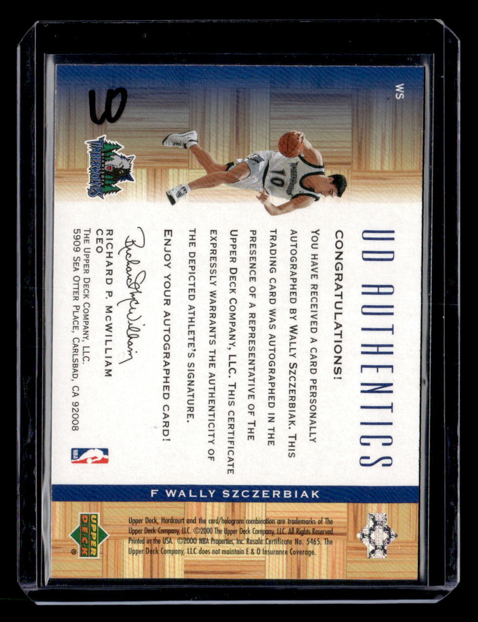 2000-01 Upper Deck Hardcourt #WS Wally Szczerbiak UD Authentics