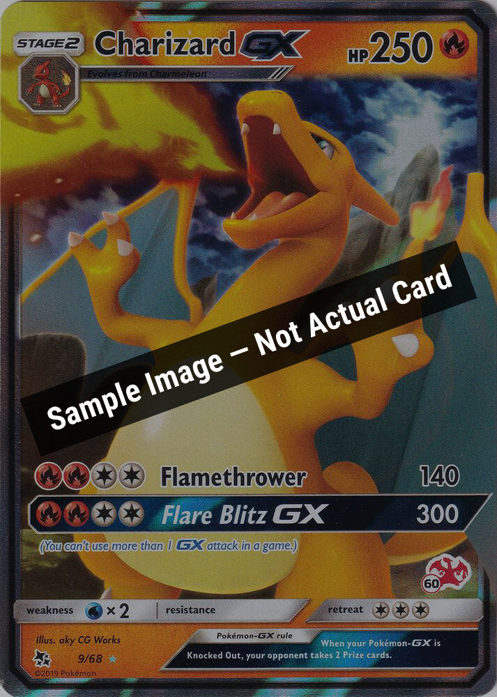 Pokemon,Battle Academy,Charizard GX - 9/68 (#60 Charizard Stamped) - 009/068,Holofoil,Moderately Played — Sample Image, Not Actual Card
