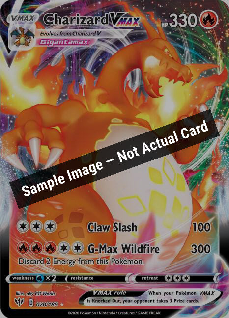 Pokemon,SWSH03: Darkness Ablaze,Charizard VMAX - 020/189,Holofoil,Damaged — Sample Image, Not Actual Card