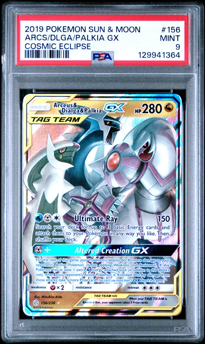 2019 Pokemon Sun & Moon Cosmic Eclipse #156 Arcs/Dlga/Palkia Gx Cosmic Eclipse PSA 9