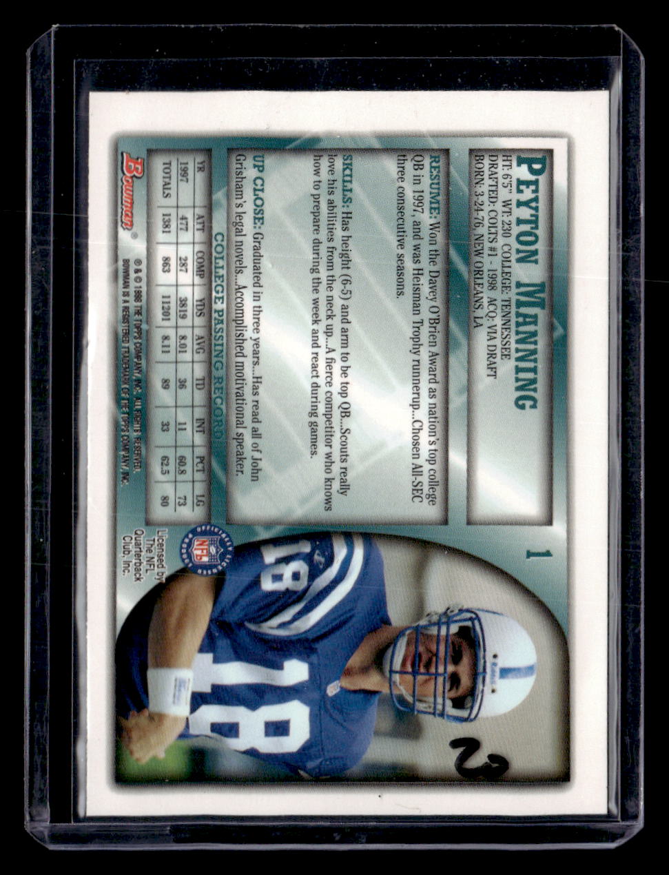 1998 Bowman #1 Peyton Manning