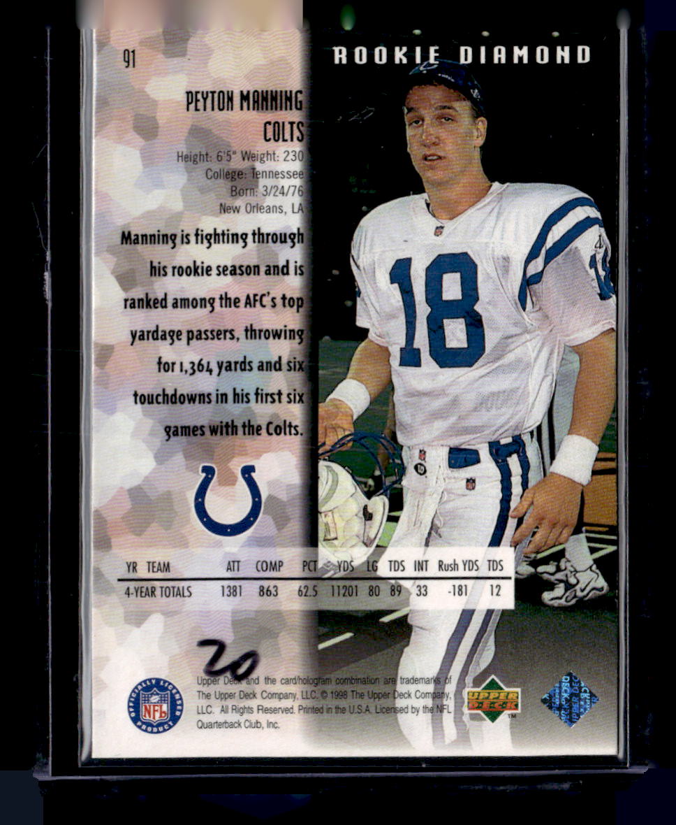 1998 Upper Deck Black Diamond Rookie Edition #91 Peyton Manning