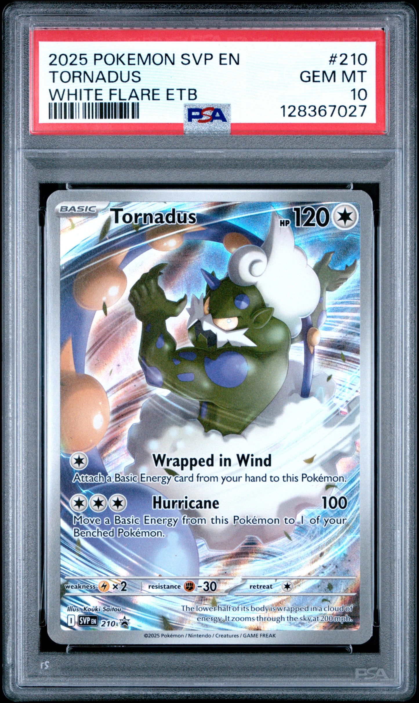 2025 Pokemon Svp En-Sv Black Star Promo #210 Tornadus White Flare Etb PSA 10