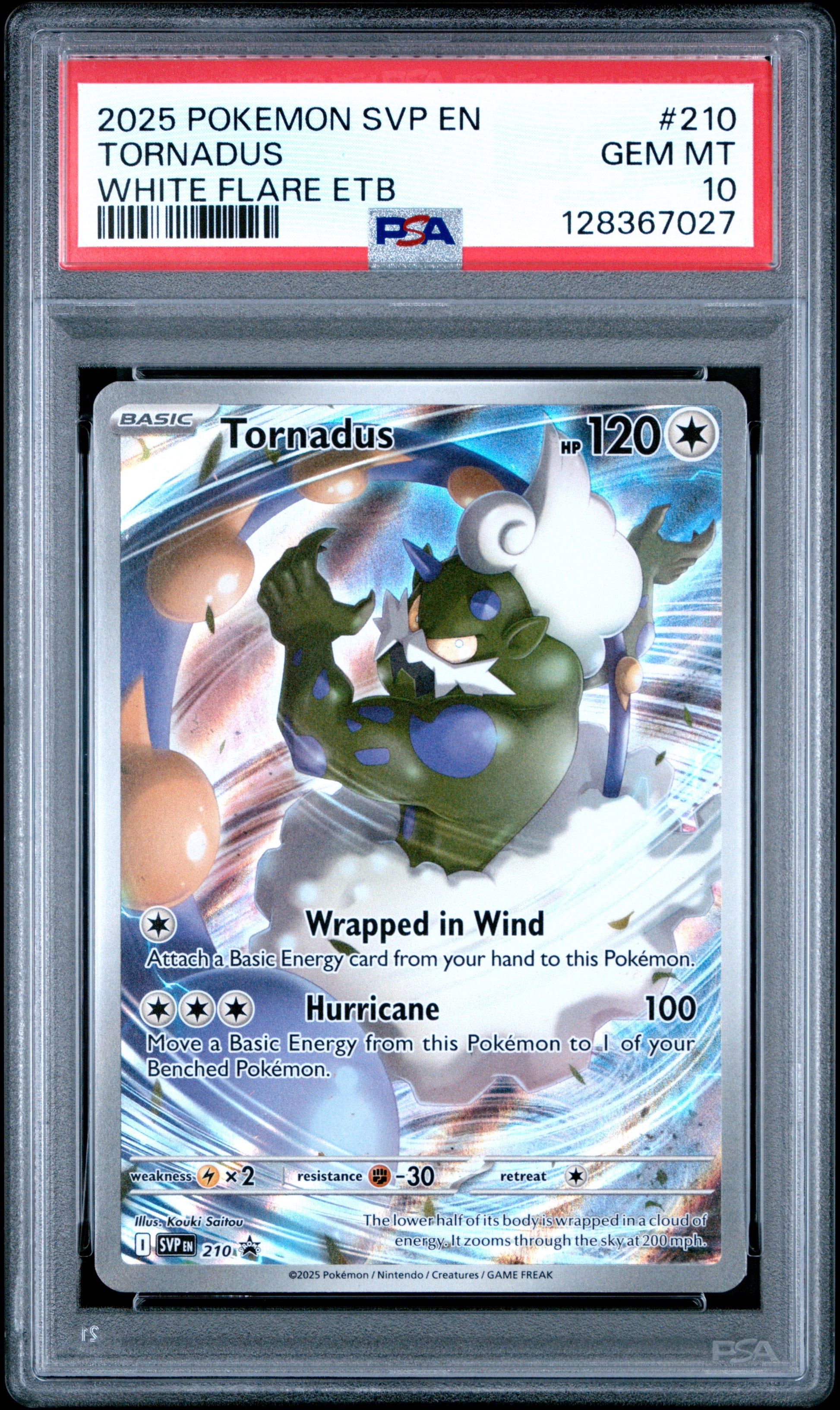2025 Pokemon Svp En-Sv Black Star Promo #210 Tornadus White Flare Etb PSA 10