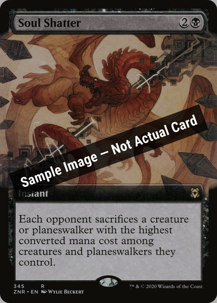 Magic,Zendikar Rising,Soul Shatter (Extended Art) - 345,Foil,Near Mint — Sample Image, Not Actual Card