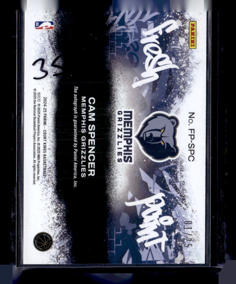 2024-25 Panini Court Kings #FP-SPC Cam Spencer Fresh Paint Sapphire #/25