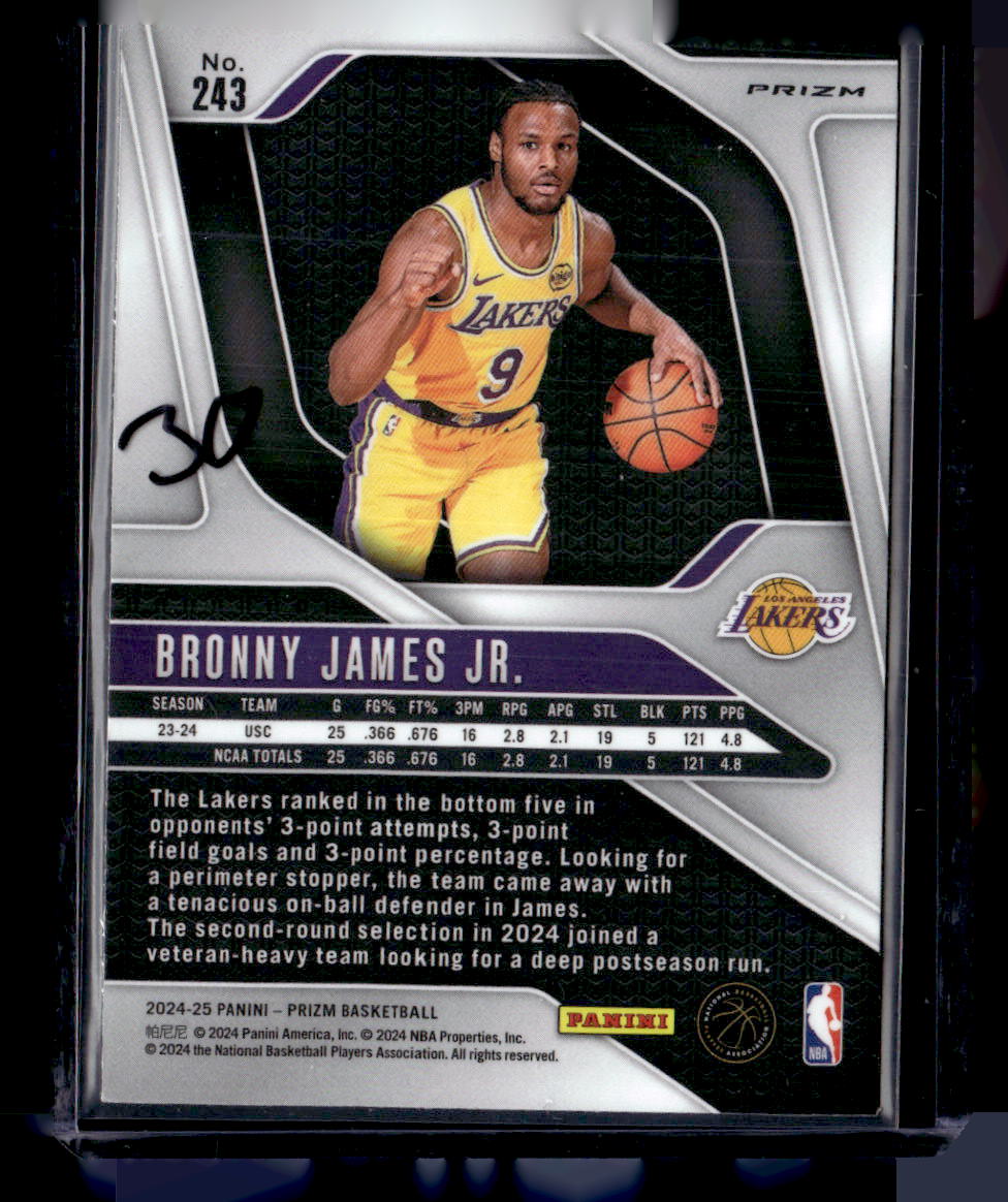 2024-25 Panini Prizm #243 Bronny James Jr. Prizms Pulsar