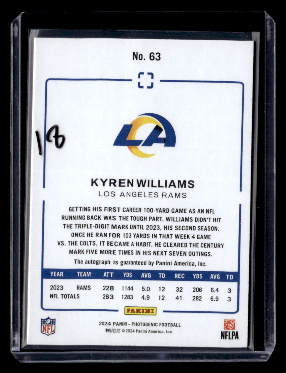 2024 Panini Photogenic #63 Kyren Williams Autographs