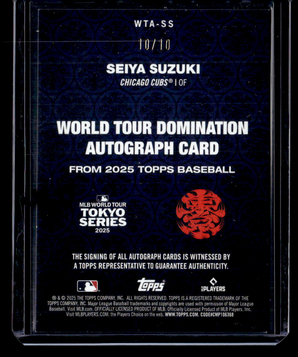 2025 Topps #WTA-SS Seiya Suzuki World Tour Domination Autographs Black #/10