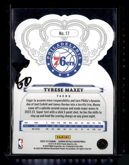 2022-23 Panini Crown Royale #17 Tyrese Maxey Asia Silver #/18