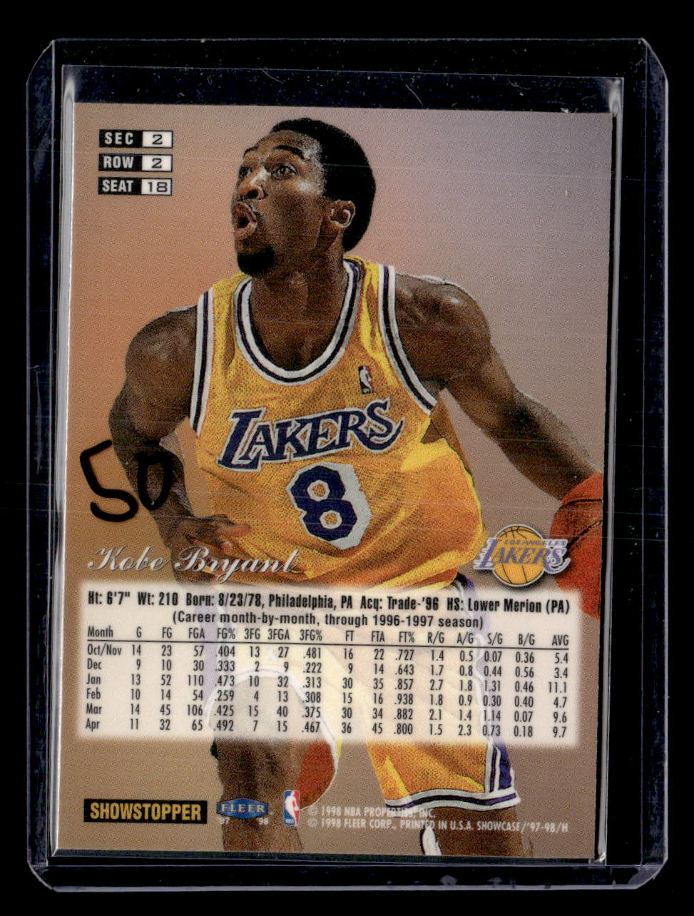1997-98 Flair Showcase #18 Kobe Bryant Flair Showcase Row 2