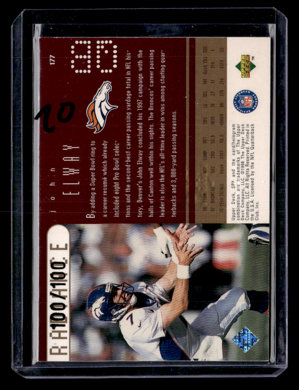 1998 SPx Finite #177 John Elway Radiance #/100