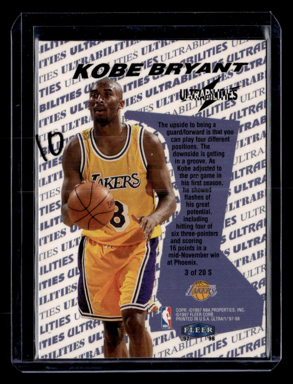 1997-98 Ultra #3 S Kobe Bryant Ultrabilities Starter