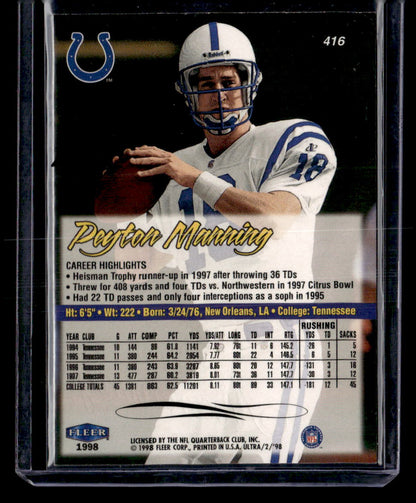 1998 Ultra #416 Peyton Manning