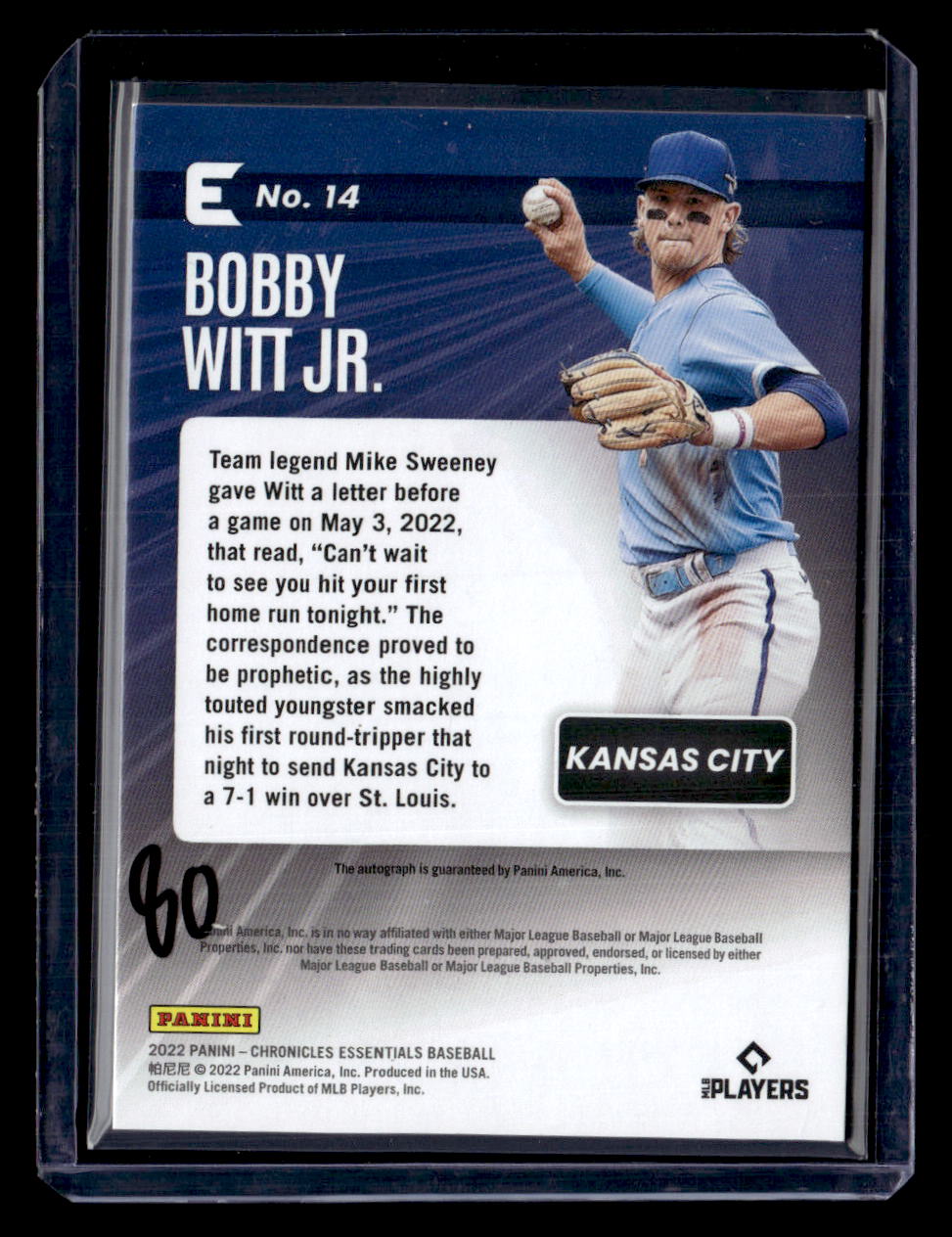 2022 Panini Chronicles #14 Bobby Witt Jr. Essentials Autographs