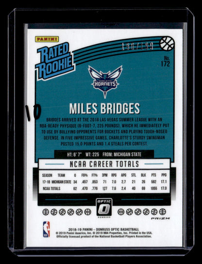 2018-19 Donruss Optic #172 Miles Bridges Orange #/199