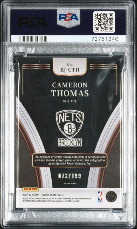 2021 Panini Select #RJCTH Cameron Thomas Rookie Jersey Autograph PSA 8 72751240