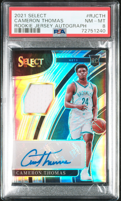 2021 Panini Select #RJCTH Cameron Thomas Rookie Jersey Autograph PSA 8 72751240