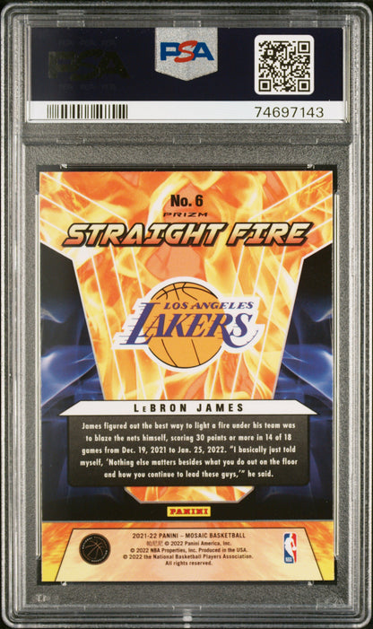 2021 Panini Mosaic Straight Fire #6 Lebron James Straight Fire PSA 9 74697143