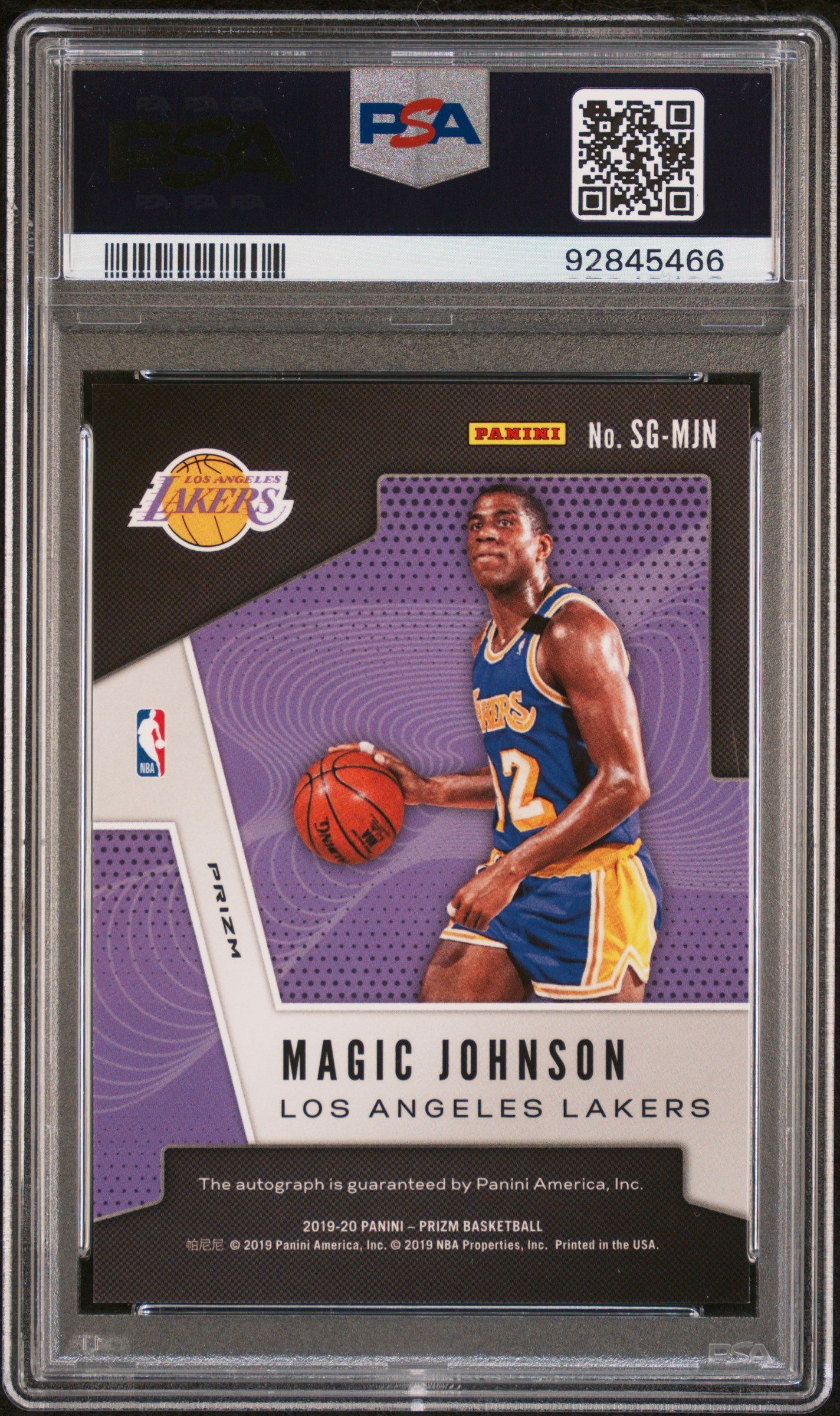 2019 Panini Prizm #MJN Magic Johnson Signatures-Blue Shimmer PSA 9 92845466