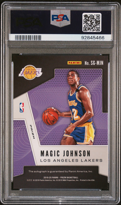 2019 Panini Prizm #MJN Magic Johnson Signatures-Blue Shimmer PSA 9 92845466