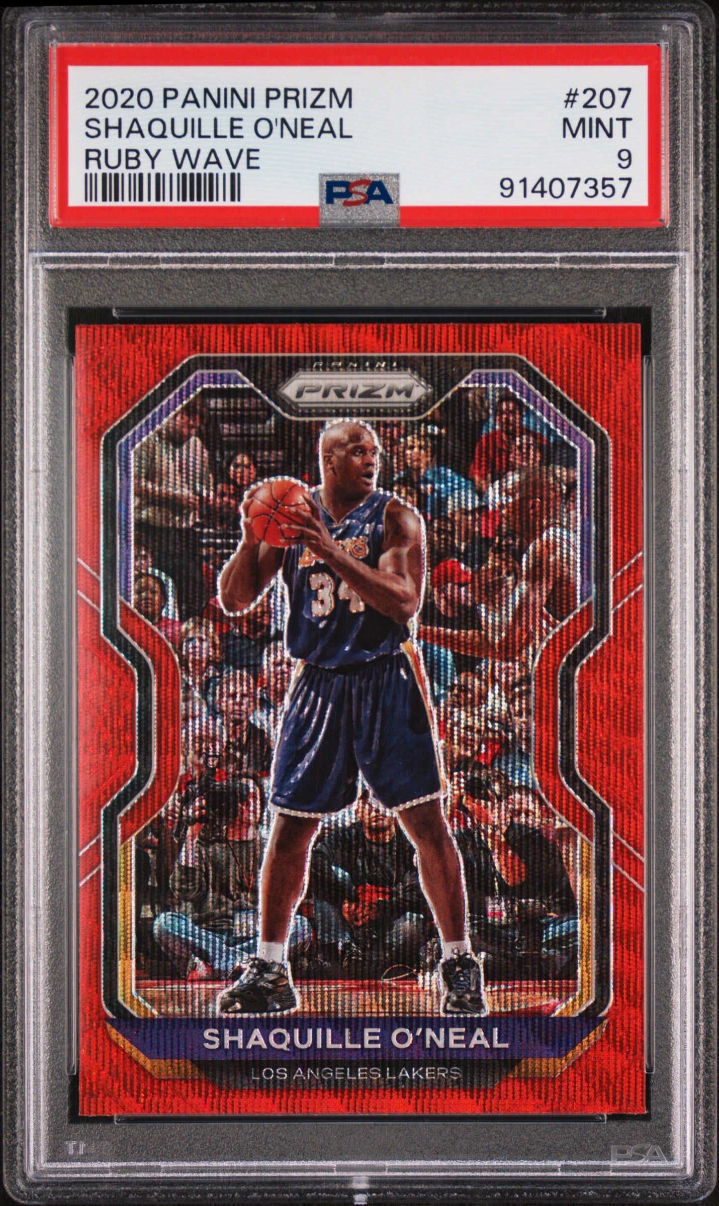 2020 Panini Prizm #207 Shaquille O'Neal Ruby Wave PSA 9 91407357