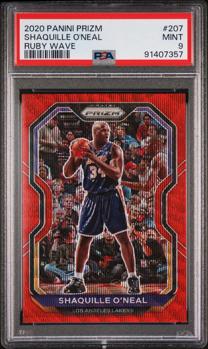 2020 Panini Prizm #207 Shaquille O'Neal Ruby Wave PSA 9 91407357