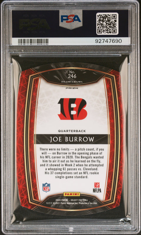 2020 Panini Select #246 Joe Burrow Die-Cut Purple Prizm PSA 10 92747690