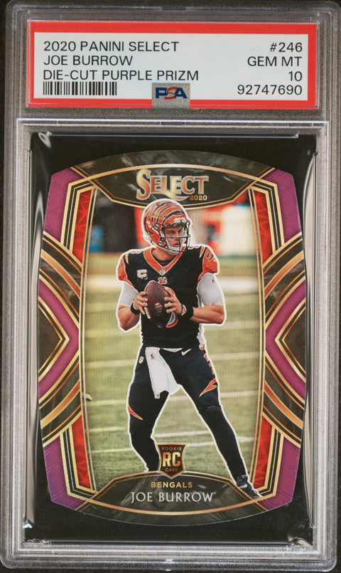 2020 Panini Select #246 Joe Burrow Die-Cut Purple Prizm PSA 10 92747690