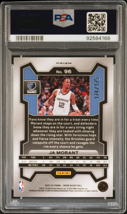 2023 Panini Prizm #96 Ja Morant White Prizm PSA 10 92584166