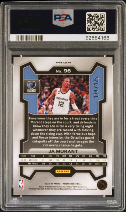 2023 Panini Prizm #96 Ja Morant White Prizm PSA 10 92584166