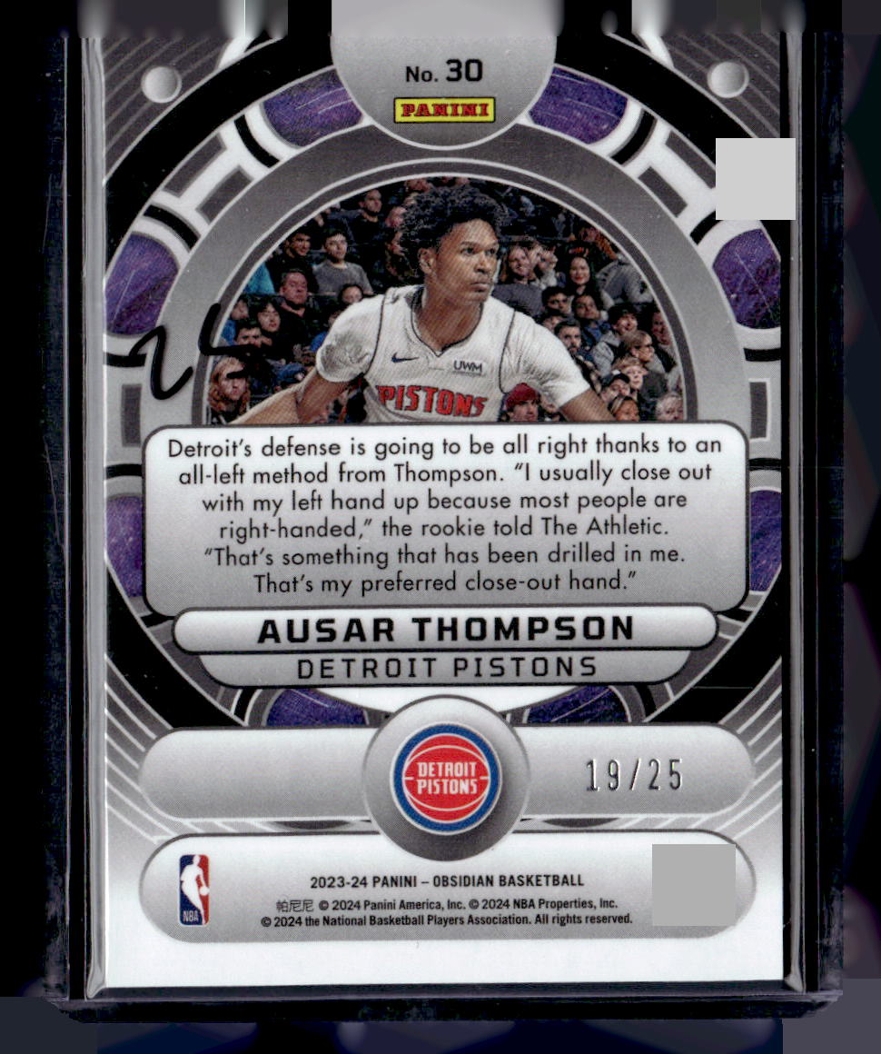 2023-24 Panini Obsidian #30 Ausar Thompson Orbital Electric Green Flood #/25